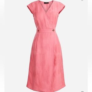 J Crew Linen Cupro Pink Wrap Dress sz 14
